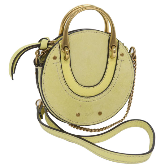 Chloe Pixy Hand Bag Suede Leather 2way Yellow 65664
