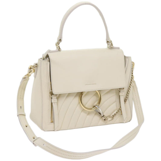 Chloe Faye day Hand Bag Leather White 66645
