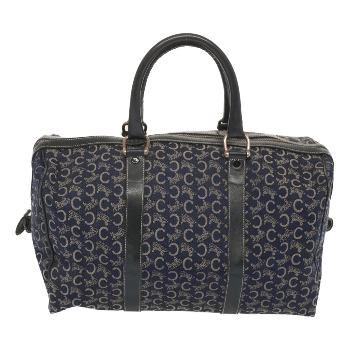 CELINE C Macadam Canvas Boston Bag Navy Auth 68080