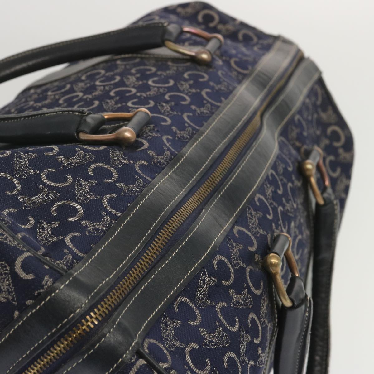 CELINE C Macadam Canvas Boston Bag Navy Auth 68080