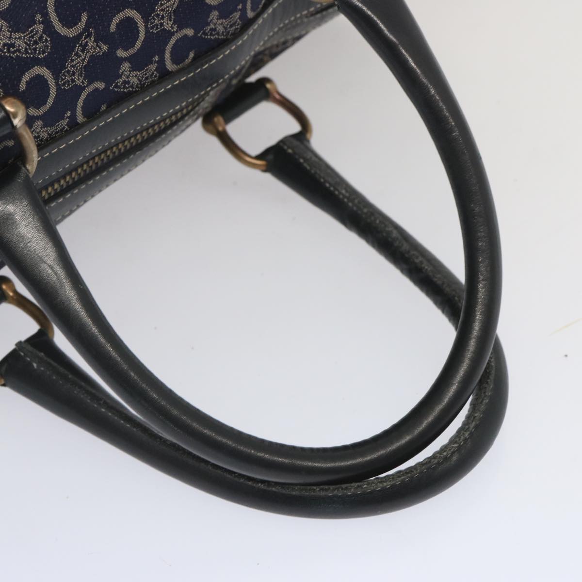 CELINE C Macadam Canvas Boston Bag Navy Auth 68080