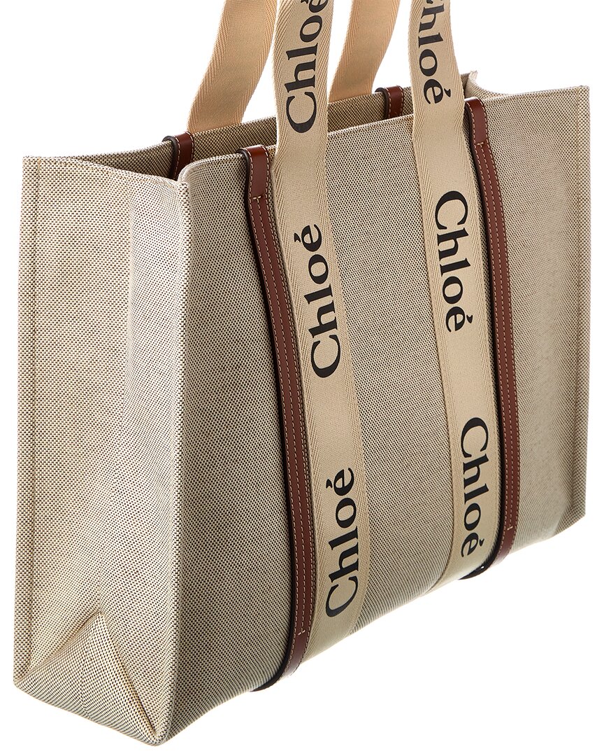 Chloe Woody Large Canvas & Leather Tote