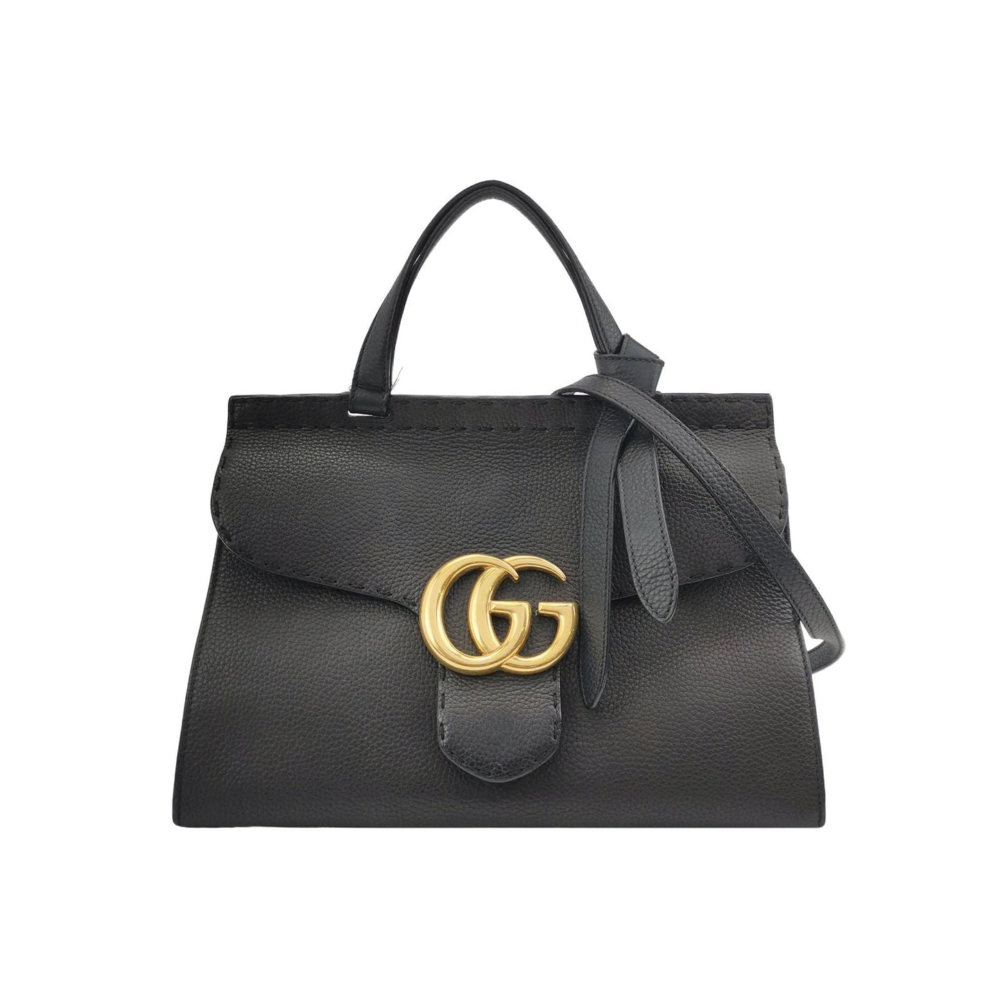 Preloved Gucci GG Marmont Small Leather Solid GG Logo Flap Crossbody Bag 250527781210776