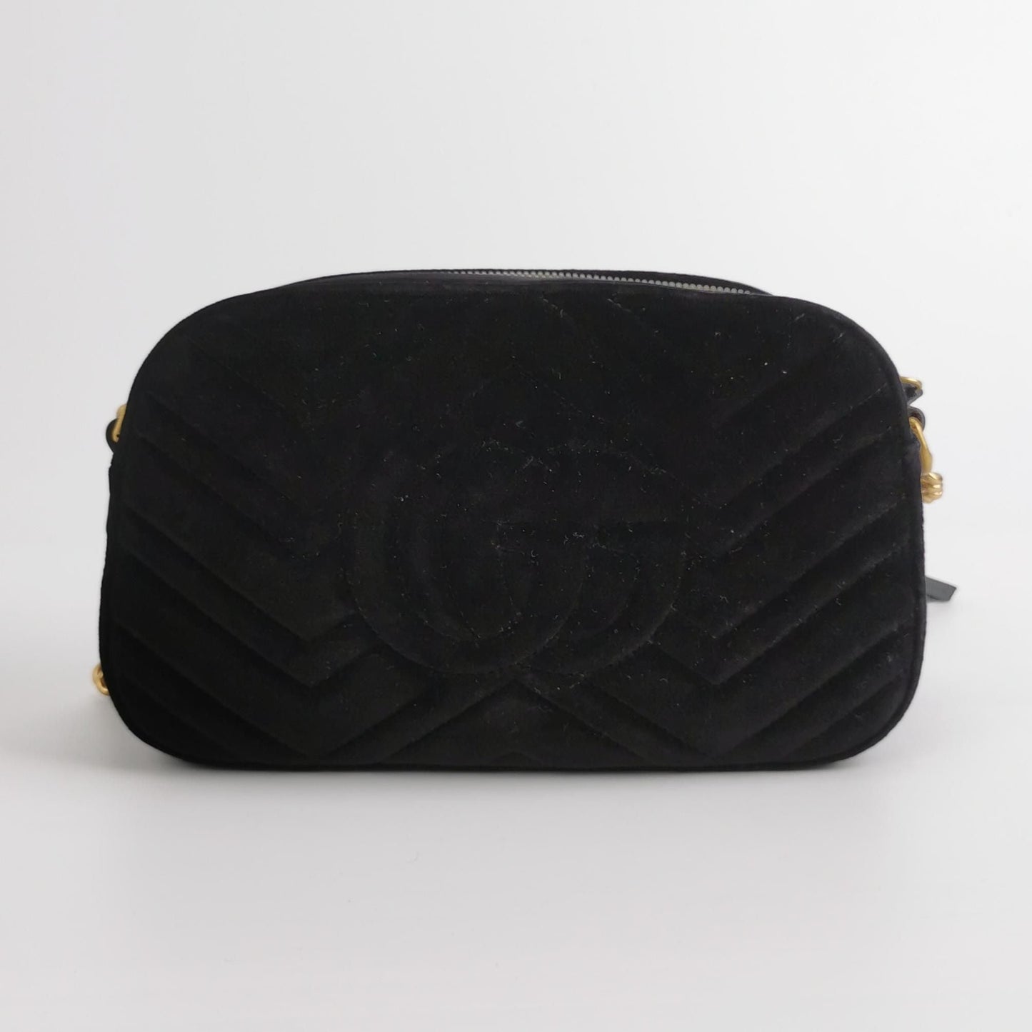 Preloved Gucci GG Marmont Small Leather and Suede Star Pattern GG Logo Crossbody Bag 250421781159465