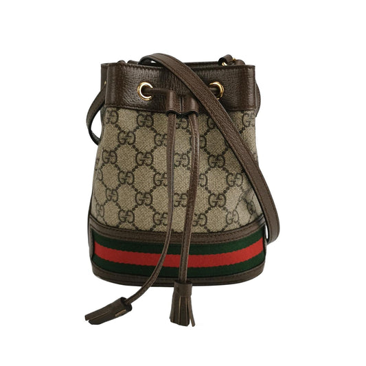 Preloved Gucci Ophidia Mini Leather Canvas GG Bucket Crossbody Bag 250420781157579