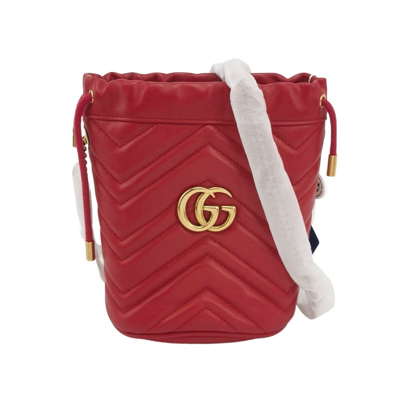 Preloved Gucci GG Marmont Mini Leather V-Pattern Quilted Double G Bucket Crossbody Bag 250416781150991