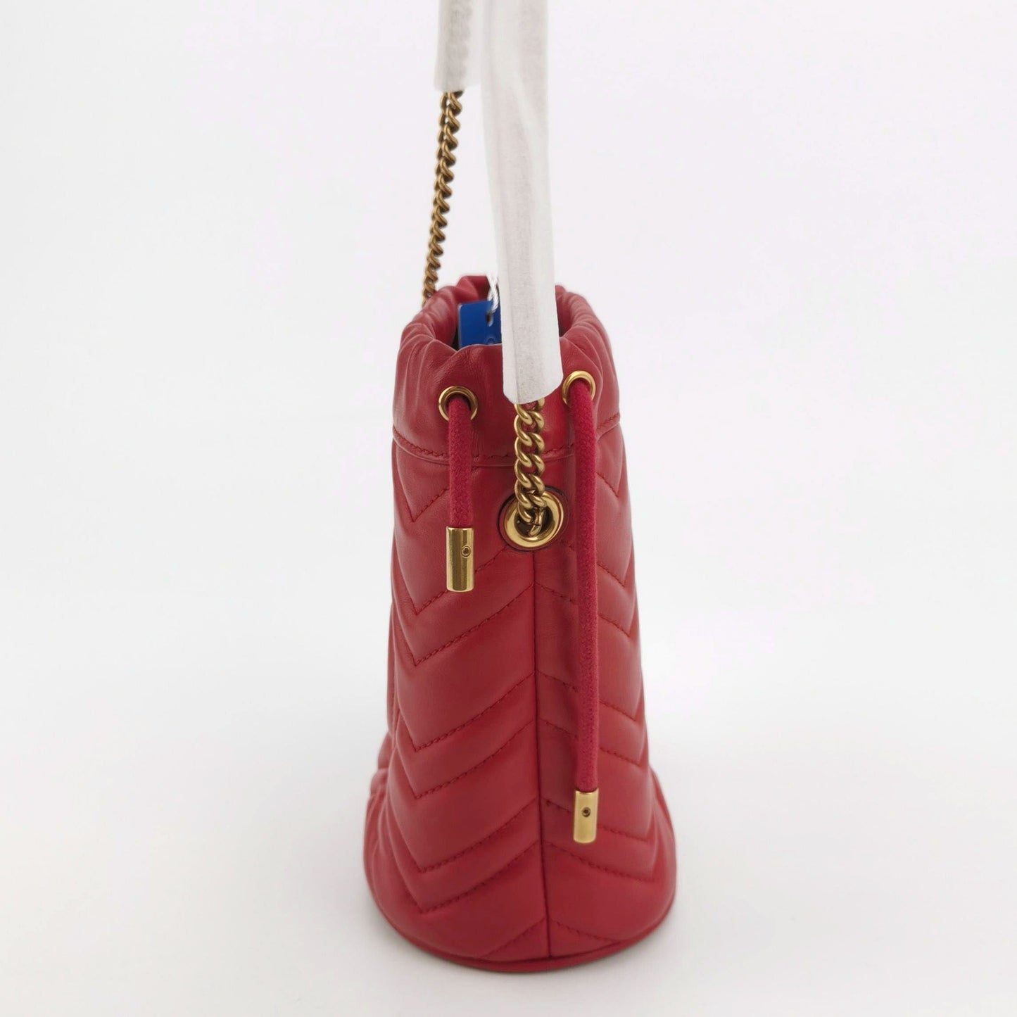 Preloved Gucci GG Marmont Mini Leather V-Pattern Quilted Double G Bucket Crossbody Bag 250416781150991