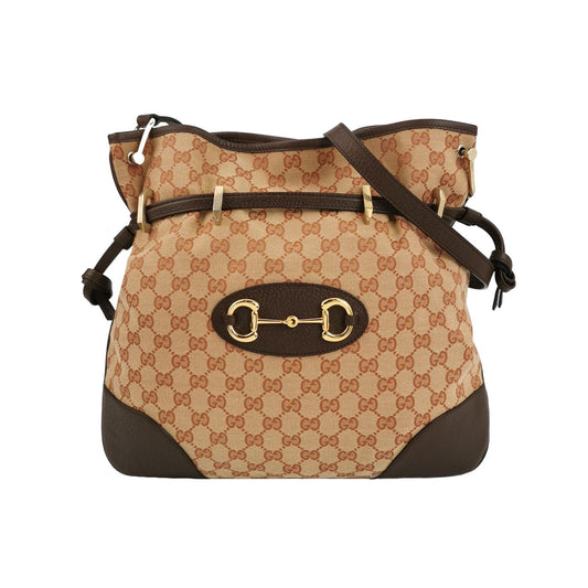 Preloved Gucci 1955 GG Canvas and Leather Horsebit Shoulder Bag 250416781150910