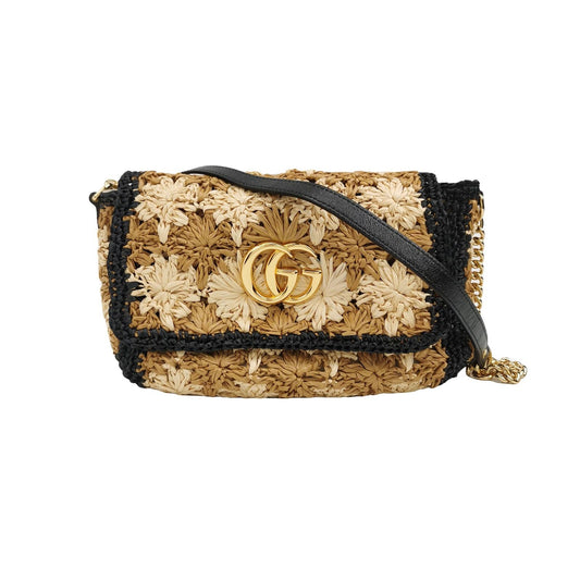 Preloved Gucci GG Marmont Woven Shoulder Bag with Double G Logo 250412781145302