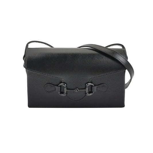 Preloved Gucci 1955 Mini Leather Solid Horsebit Flap Crossbody Bag 250411781143692