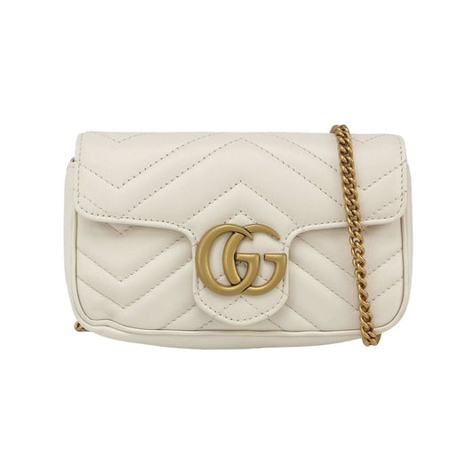 Preloved Gucci GG Marmont Mini Leather Solid Color V-Quilted Double G Logo Envelope Crossbody Bag 250407781137977