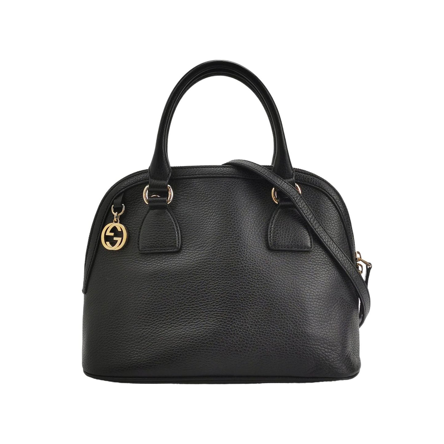 Preloved Gucci Leather Solid Pattern Crossbody Bag with Logo Charm 250319781111276