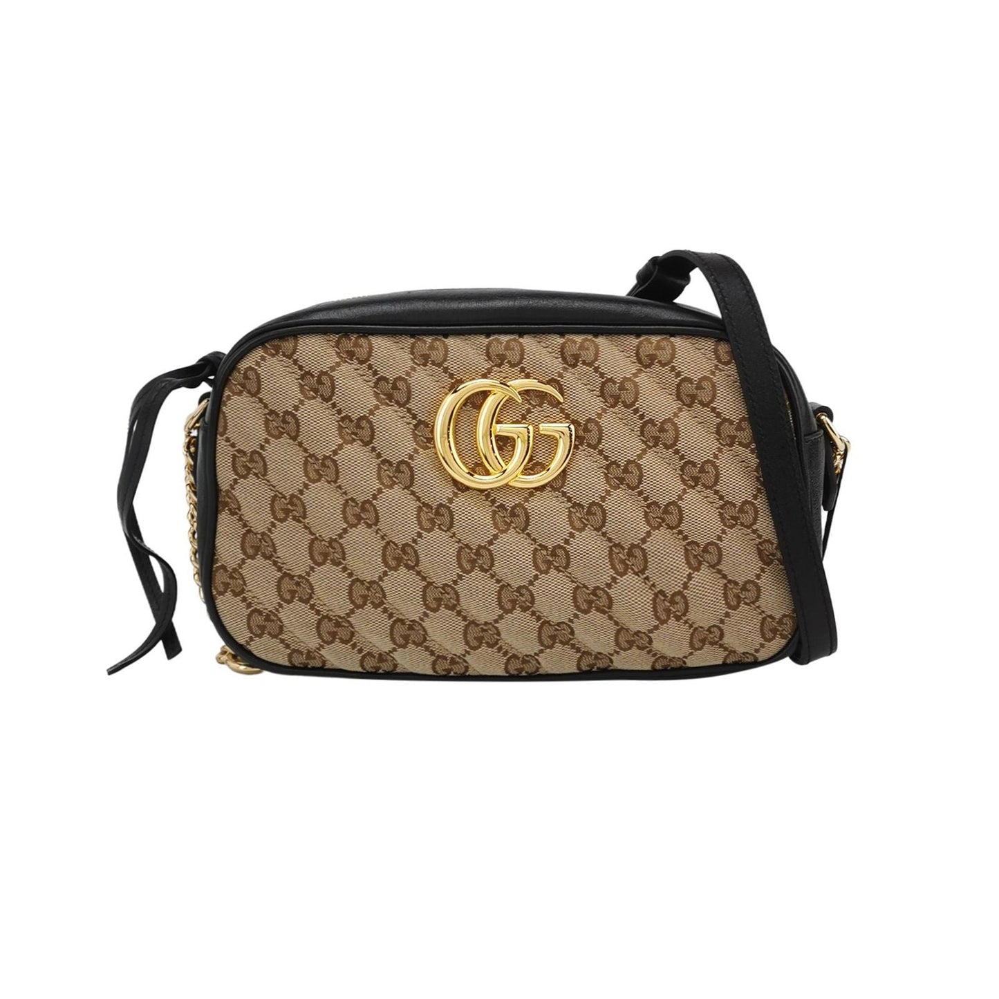 Preloved Gucci GG Marmont Small Leather and Canvas Crossbody Bag 037852000072