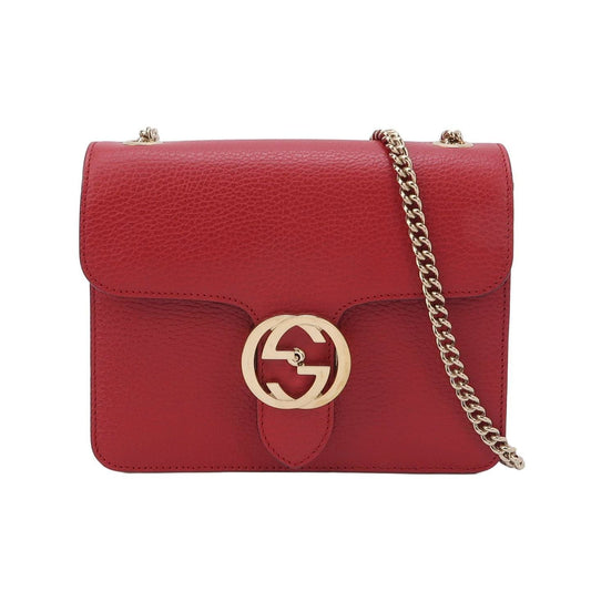 Preloved Gucci Interlocking G Leather Solid Shoulder Bag Crossbody Bag 250118781031400