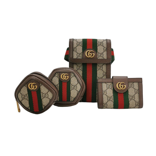Preloved Gucci Ophidia Leather Canvas GG Stripe Combination Crossbody Bag 250103781008786