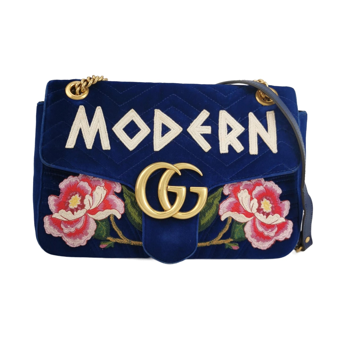 Preloved Gucci GG Marmont Medium Velvet Embroidered GG Logo Shoulder Bag Crossbody Bag 241230781002553