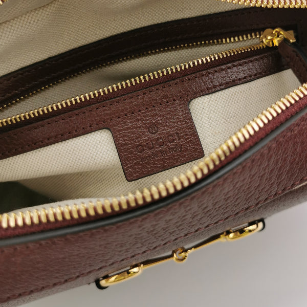 Preloved Gucci 1955 Small Leather and Canvas GG Monogram Horsebit Camera Crossbody Bag 24031978647668