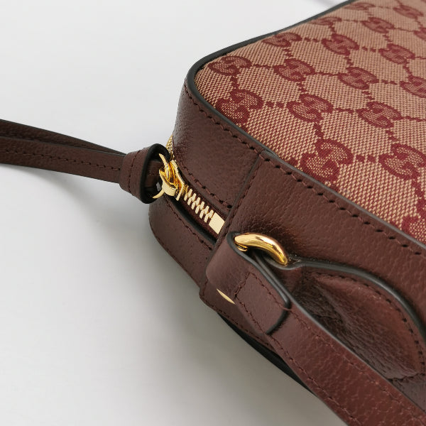Preloved Gucci 1955 Small Leather and Canvas GG Monogram Horsebit Camera Crossbody Bag 24031978647668