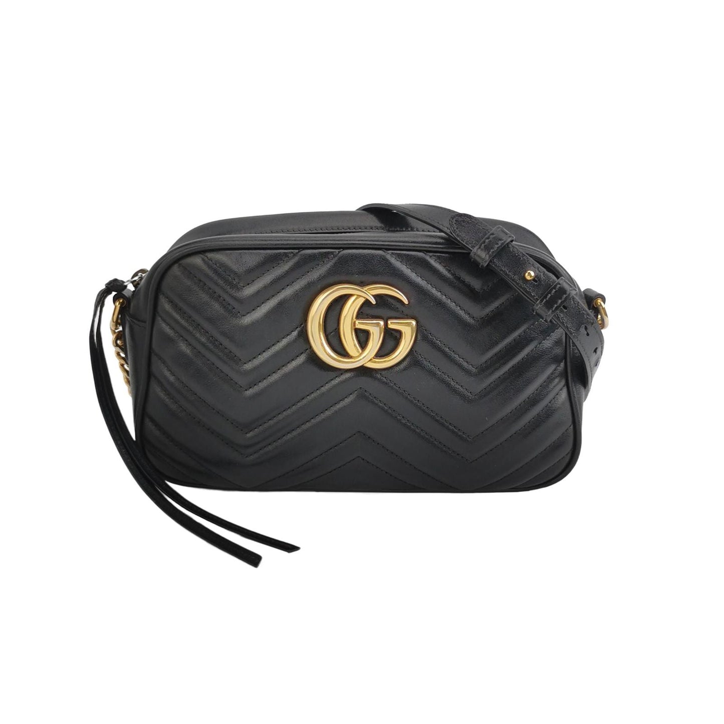 Preloved Gucci GG Marmont Small Leather V-stitch Quilted GG Logo Camera Crossbody Shoulder Bag 250529781212610