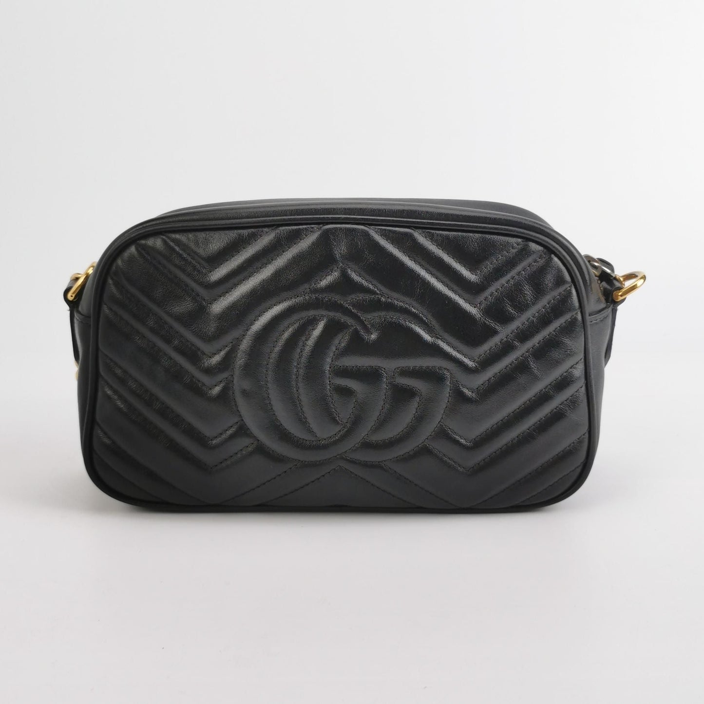 Preloved Gucci GG Marmont Small Leather V-stitch Quilted GG Logo Camera Crossbody Shoulder Bag 250529781212610