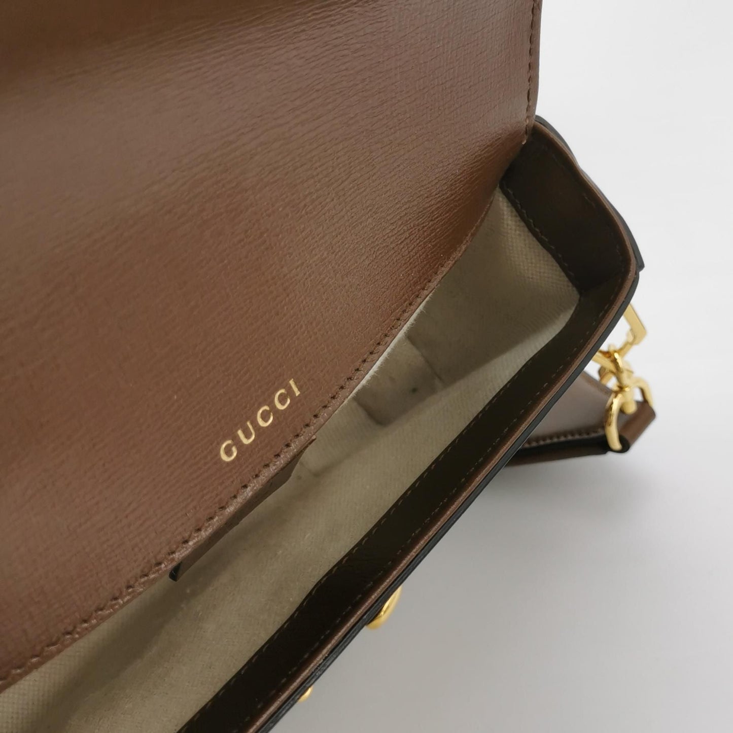 Preloved Gucci 1955 Mini Leather Canvas GG Monogram Horsebit Flap Crossbody Bag 250429781171604