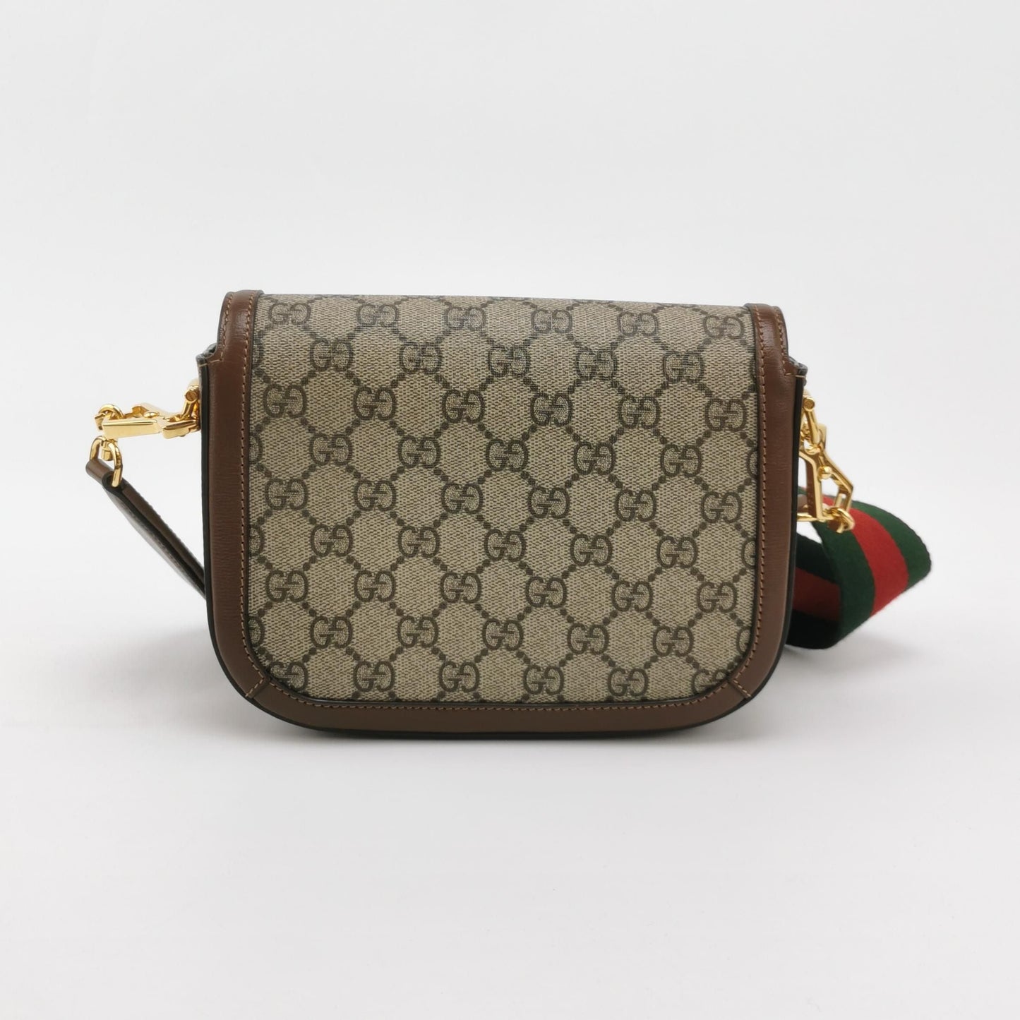 Preloved Gucci 1955 Mini Leather Canvas GG Monogram Horsebit Flap Crossbody Bag 250429781171604