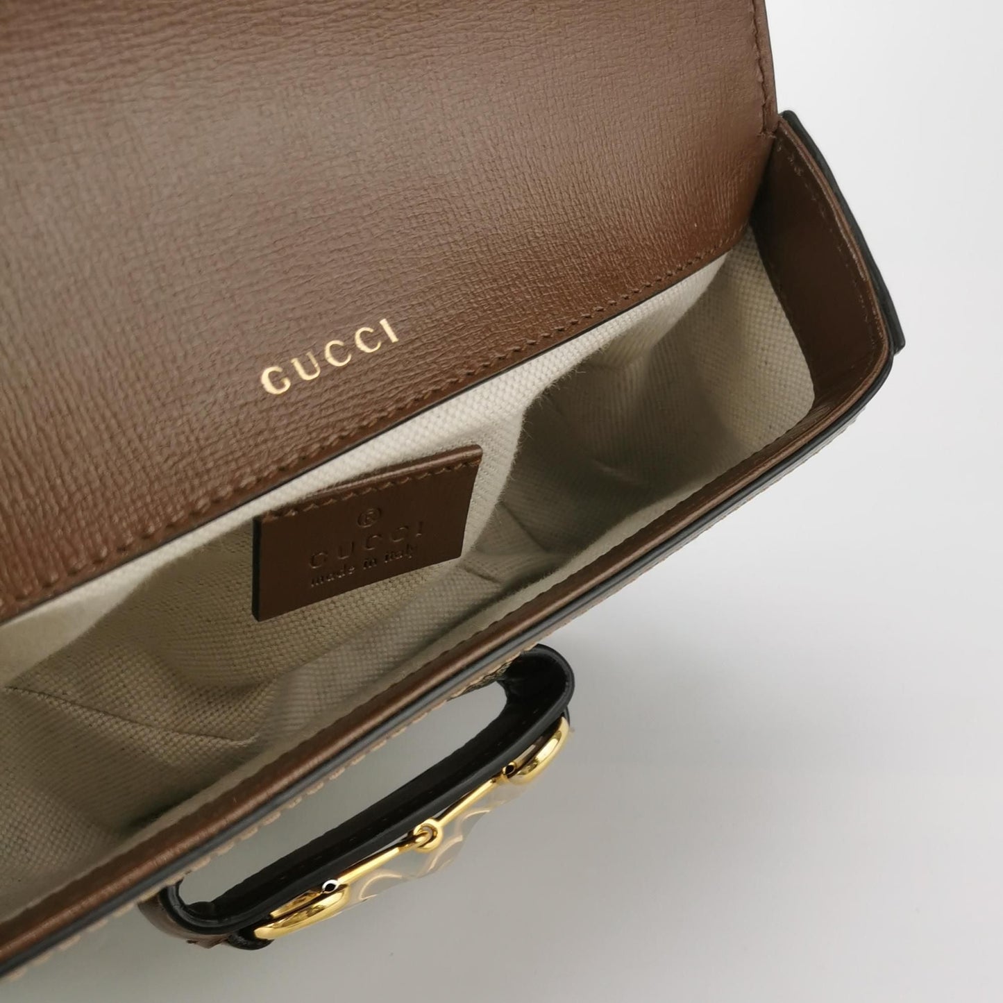 Preloved Gucci 1955 Mini GG Supreme Horsebit Shoulder Bag 250423781161345