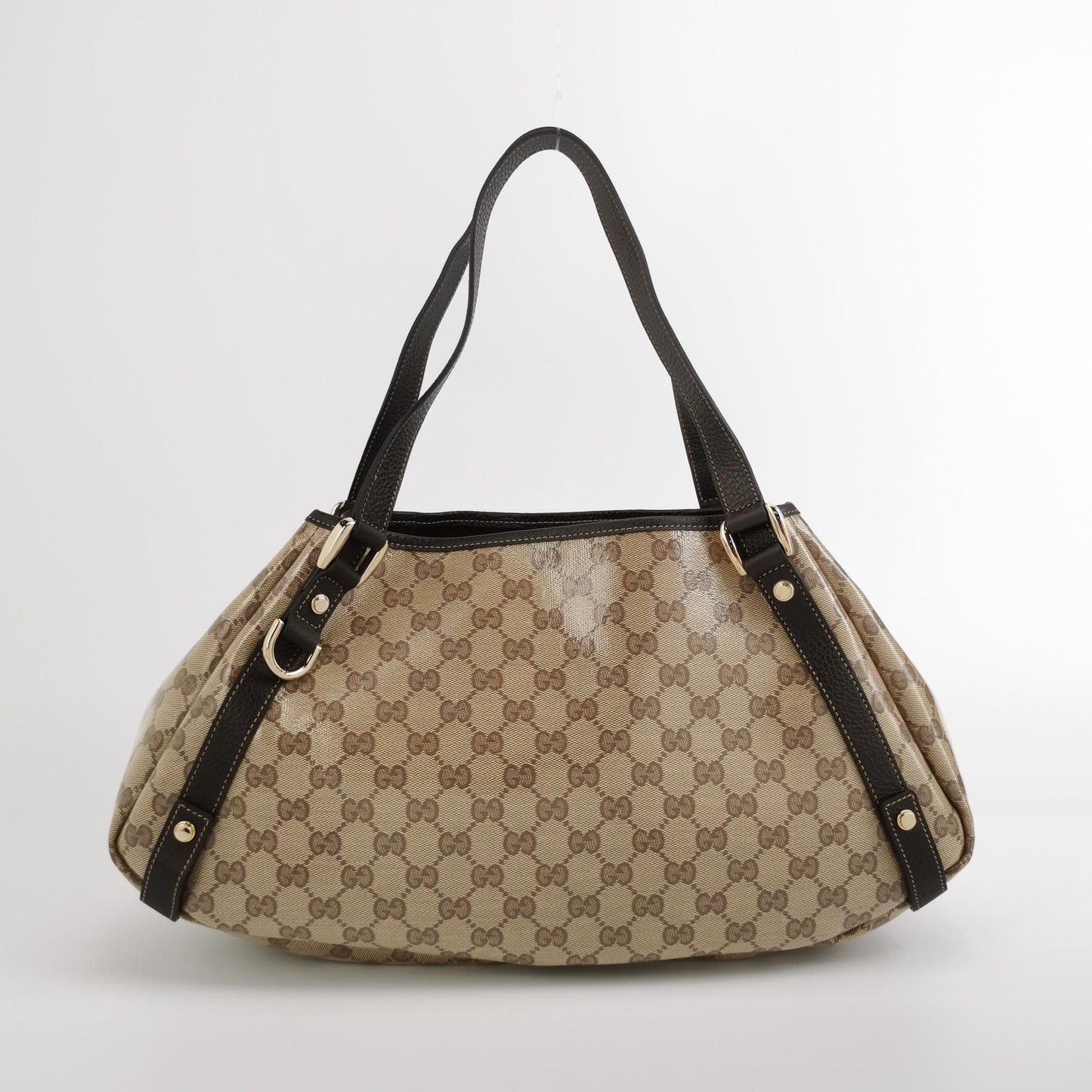 Preloved Gucci Abbey Leather Coated Canvas GG Monogram D-Ring Shoulder Bag 067850400216