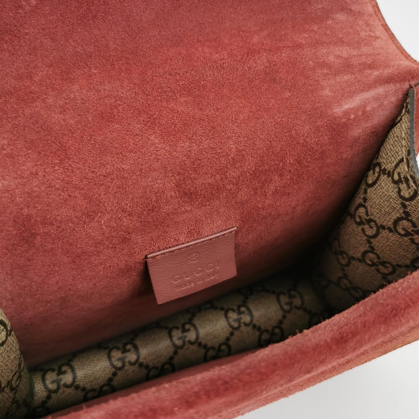 Preloved Gucci Dionysus Mini Bag in Suede with Floral Print and Double Tiger Head Clasp 250603781221398