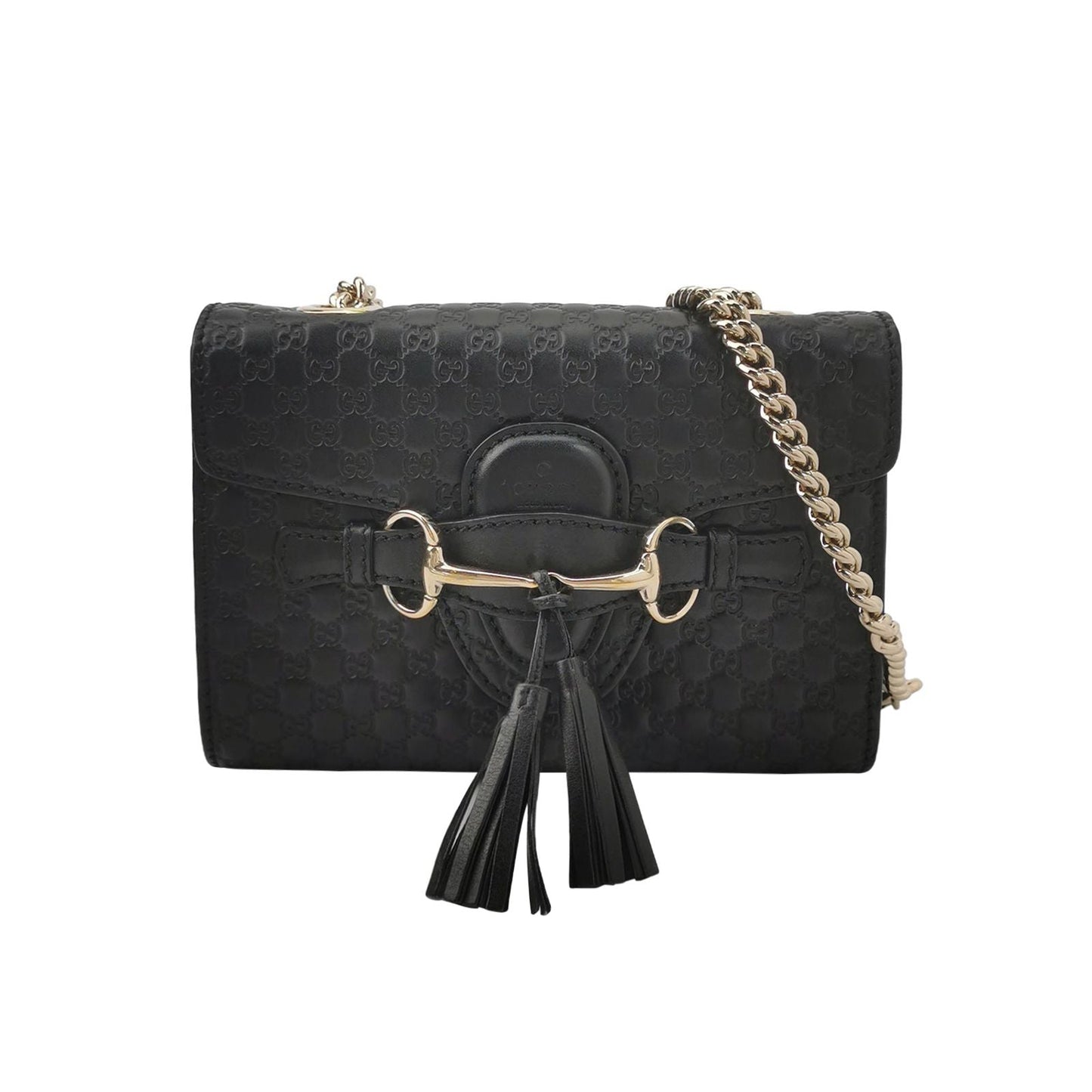 Preloved Gucci Emily Mini Signature Embossed Tassel Horsebit Crossbody Shoulder Bag 250602781218710