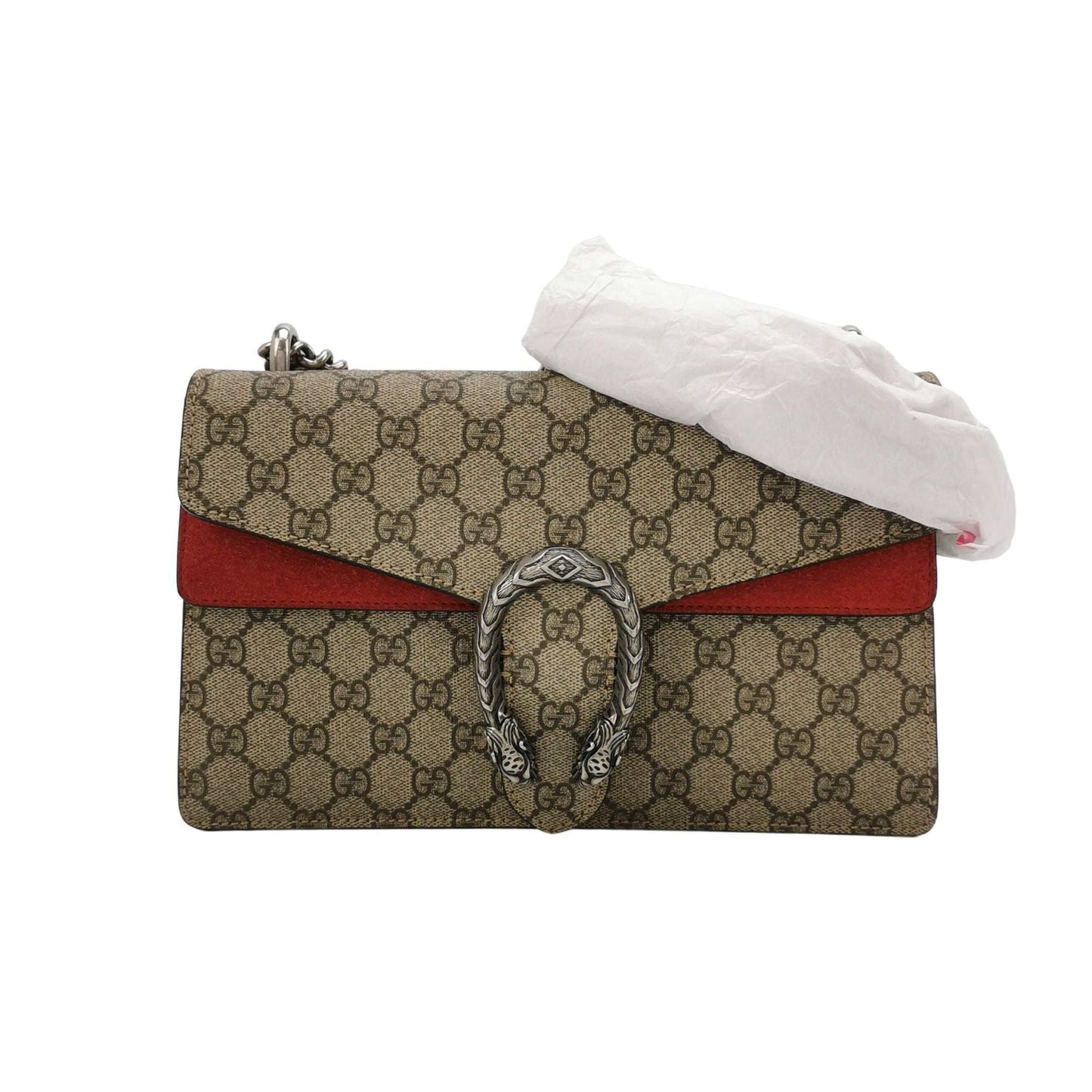 Preloved Gucci Dionysus Small GG Supreme Suede Shoulder Bag with Double Tiger Head Buckle 250603781220985