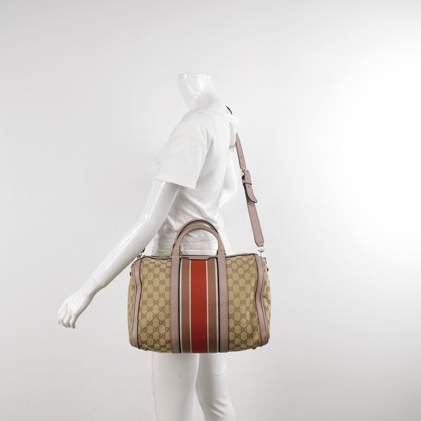 Preloved Gucci Ophidia Leather Canvas GG Crossbody Bag 067851400326