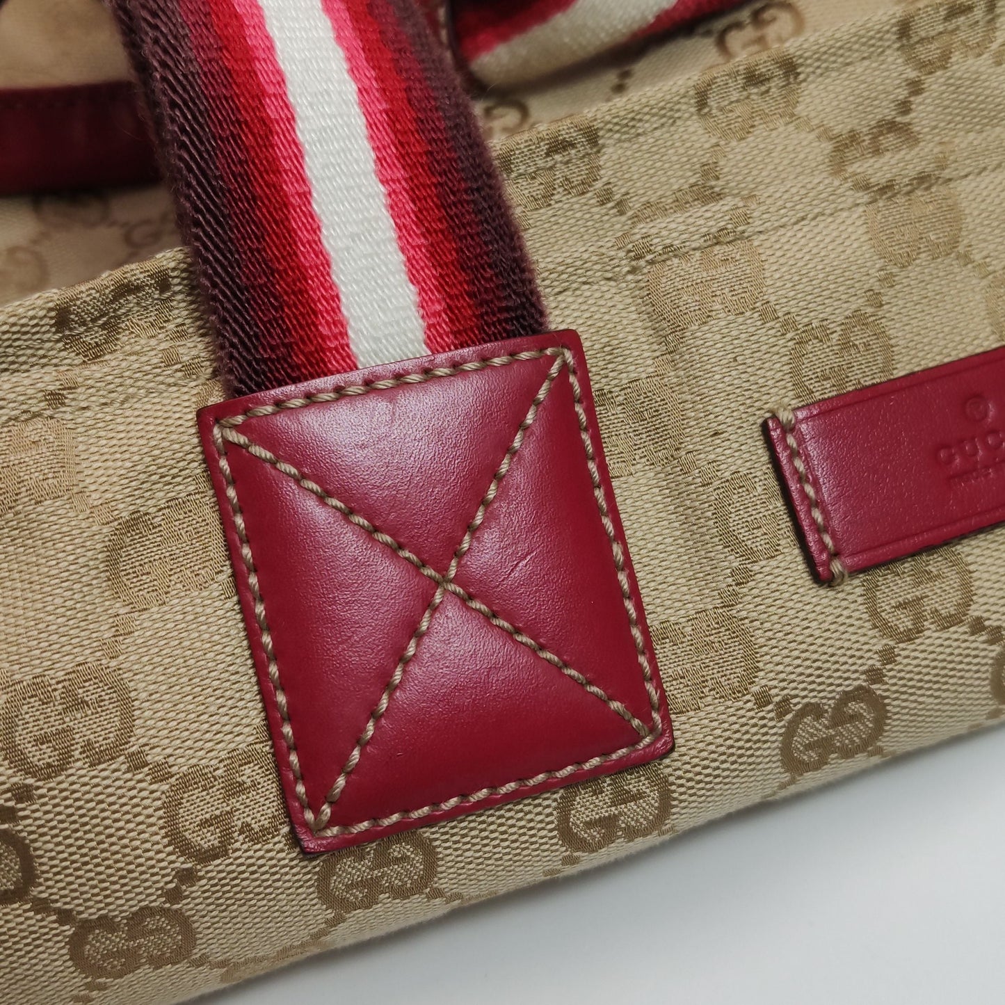 Preloved Gucci Sherry Line Leather Canvas GG Monogram Logo Shoulder Bag 250606781225462