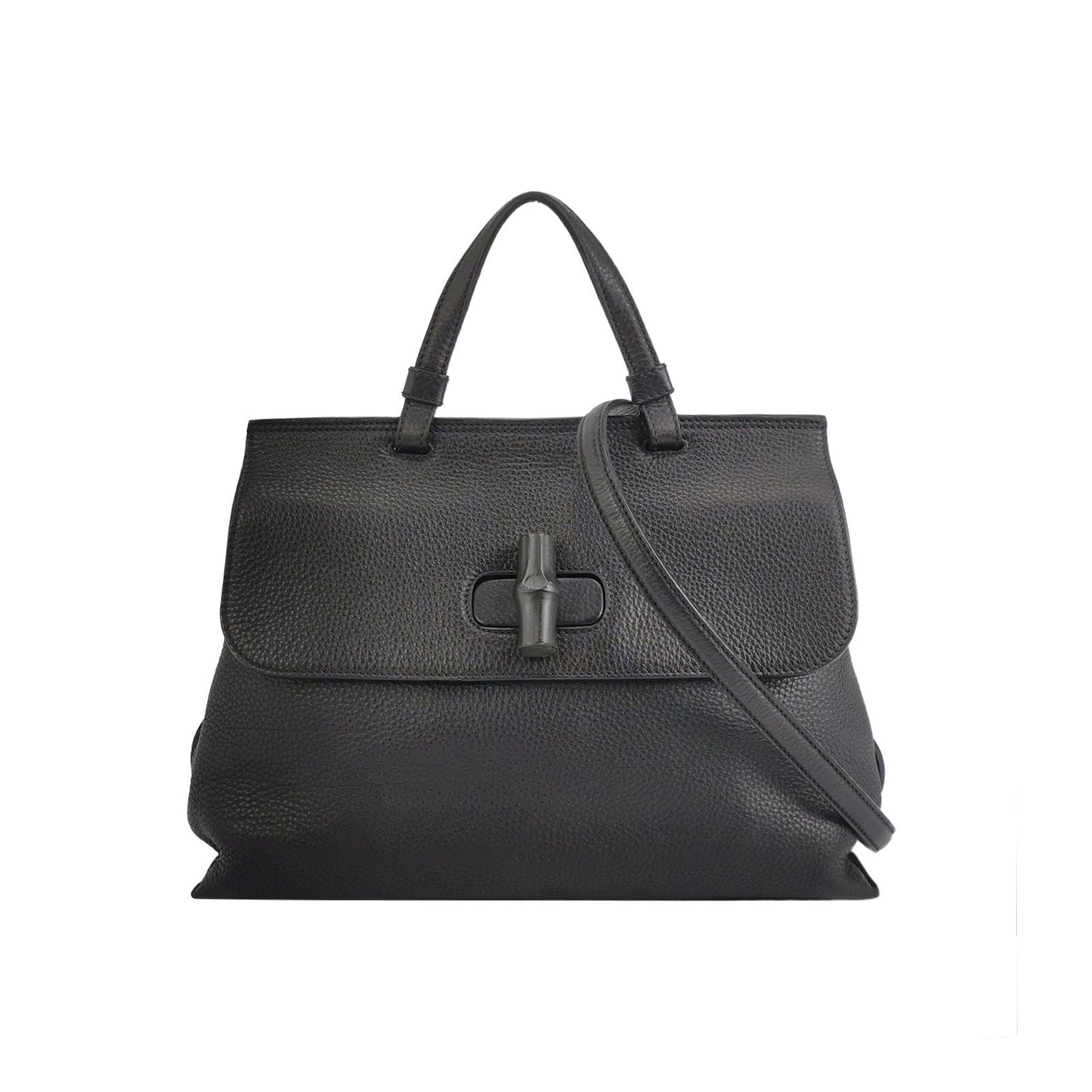 Preloved Gucci Daily Leather Bamboo Twist Lock Shoulder Bag 057852500556