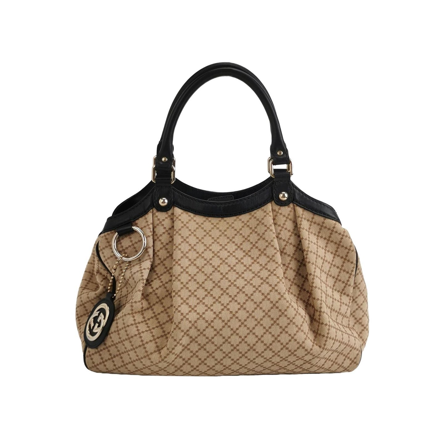 Preloved Gucci Sukey Leather and Canvas Shoulder Bag with GG Charm 250413781147047