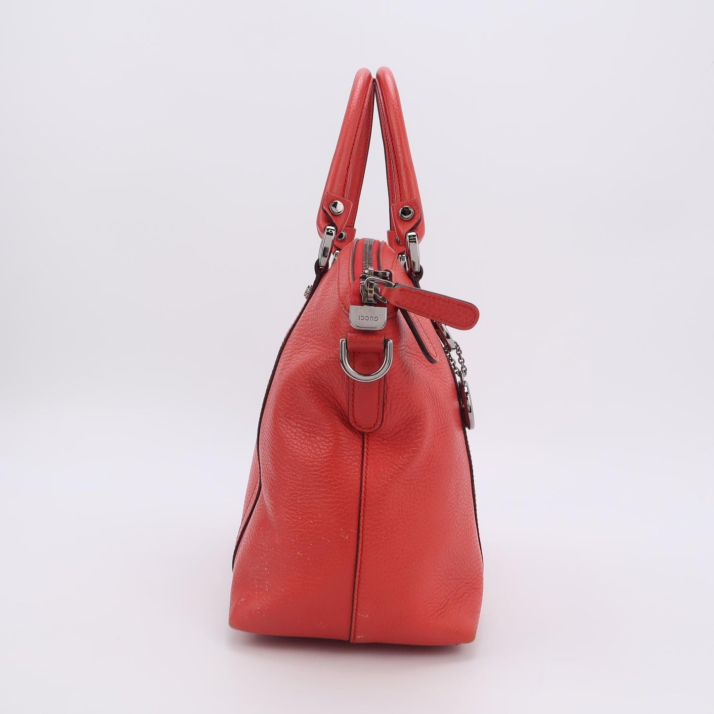 Preloved Gucci Leather Solid GG Decor Zip Crossbody Shoulder Bag 250116781028231