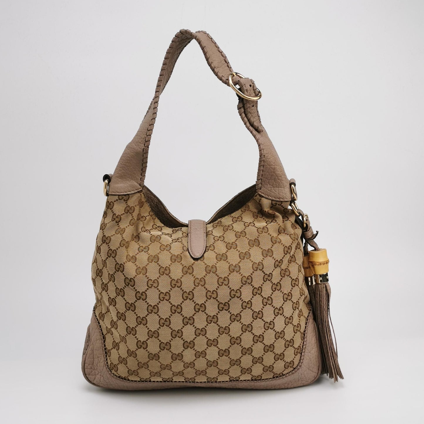 Preloved Gucci Jackie Leather Canvas GG Monogram Metal Buckle Crossbody Shoulder Bag 250107781014711