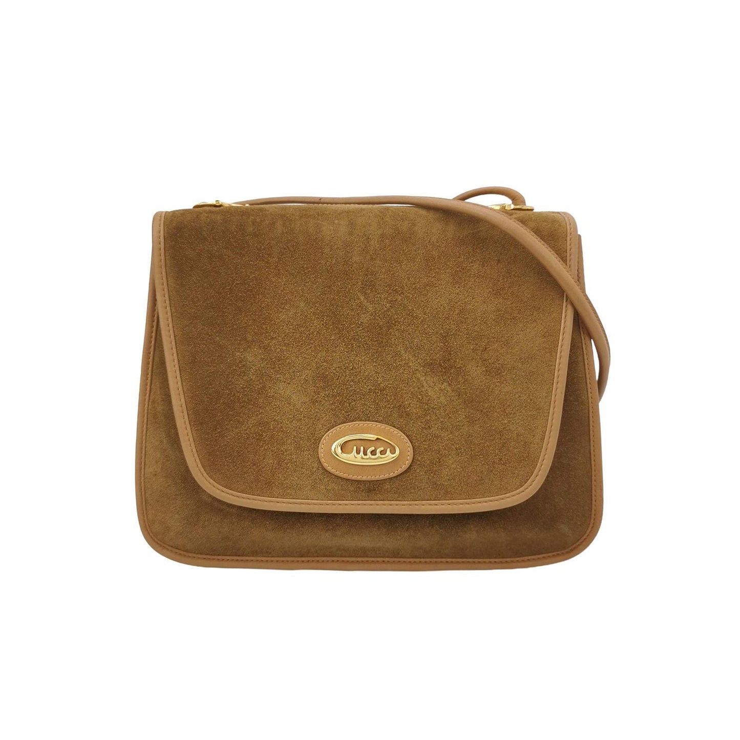Preloved Gucci Suede Solid Flap Shoulder Bag 24121978988947