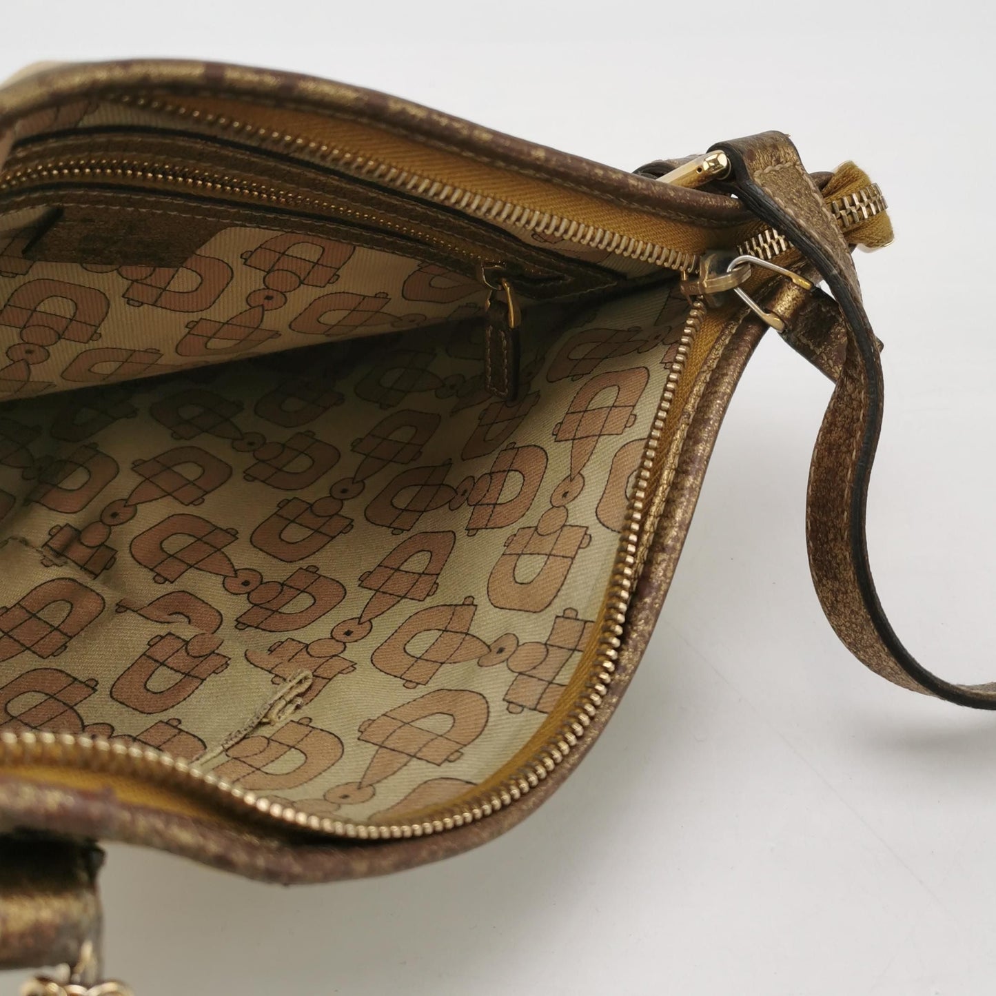 Preloved Gucci GG Canvas and Leather Studded Zip Shoulder Bag 24121178979390