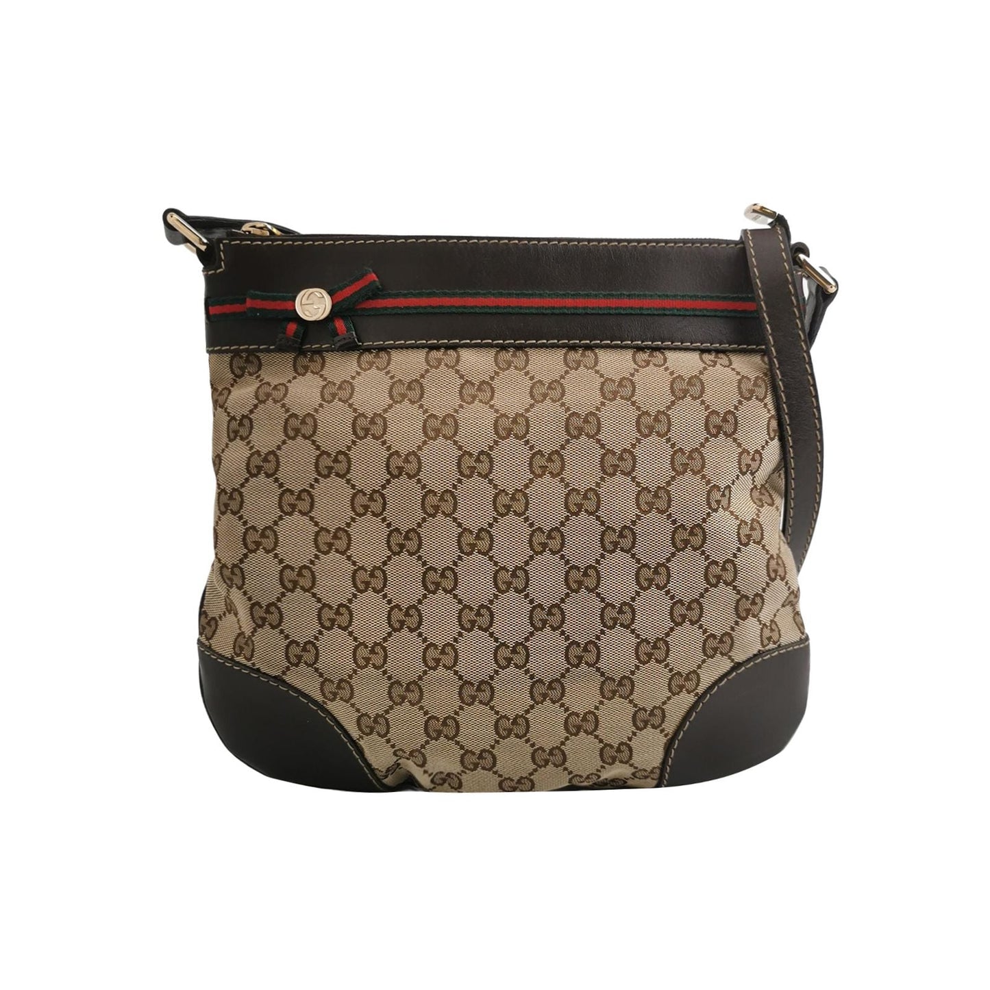 Preloved Gucci Mayfair Leather and Canvas GG Monogram Satin Ribbon Shoulder Bag 24121378981104