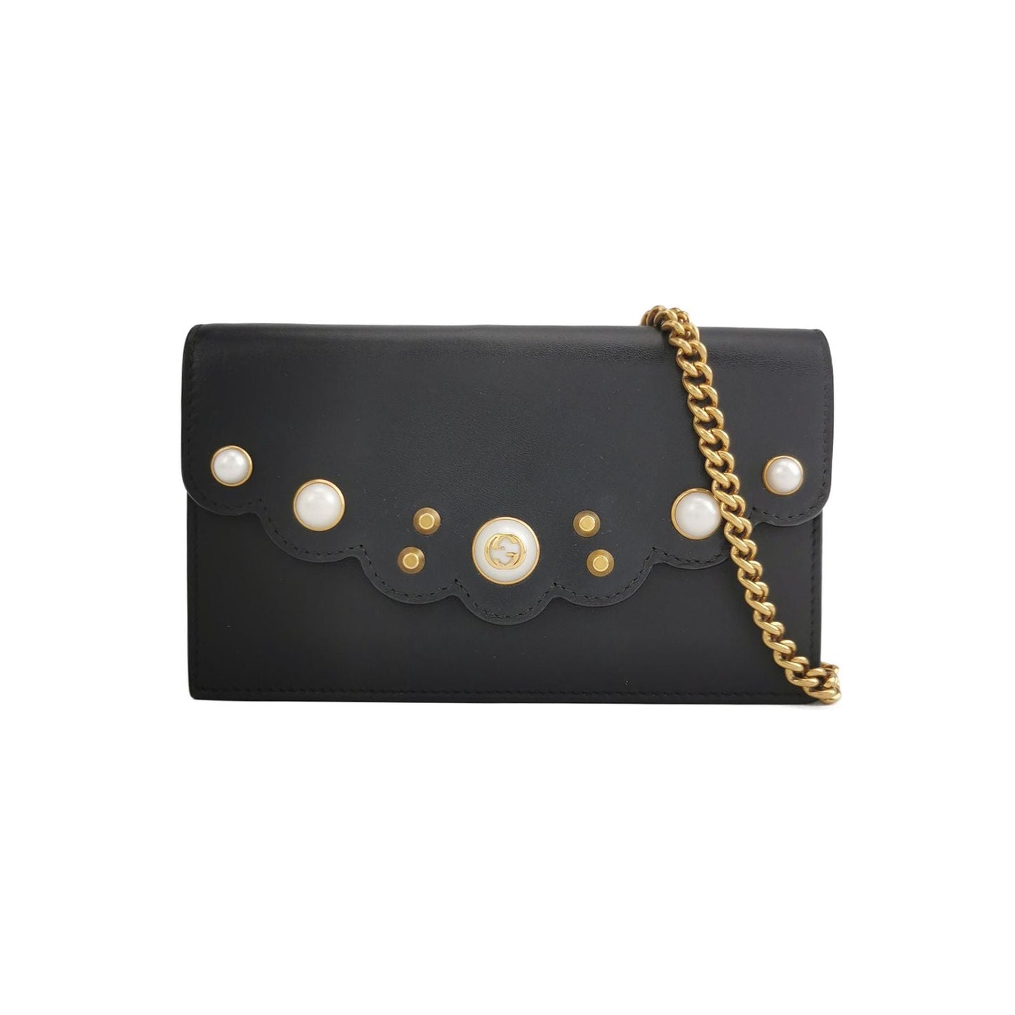 Preloved Gucci GG Canvas Studded Pearl Crossbody Shoulder Bag 24113078965005