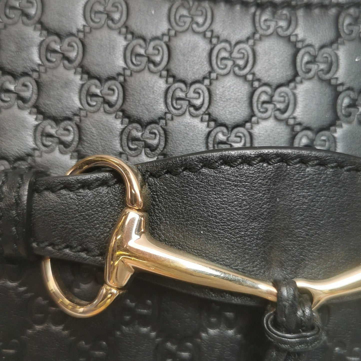 Preloved Gucci Emily Mini Leather Bag with Signature Embroidery and Tassel Horsebit Detail 250608781227817