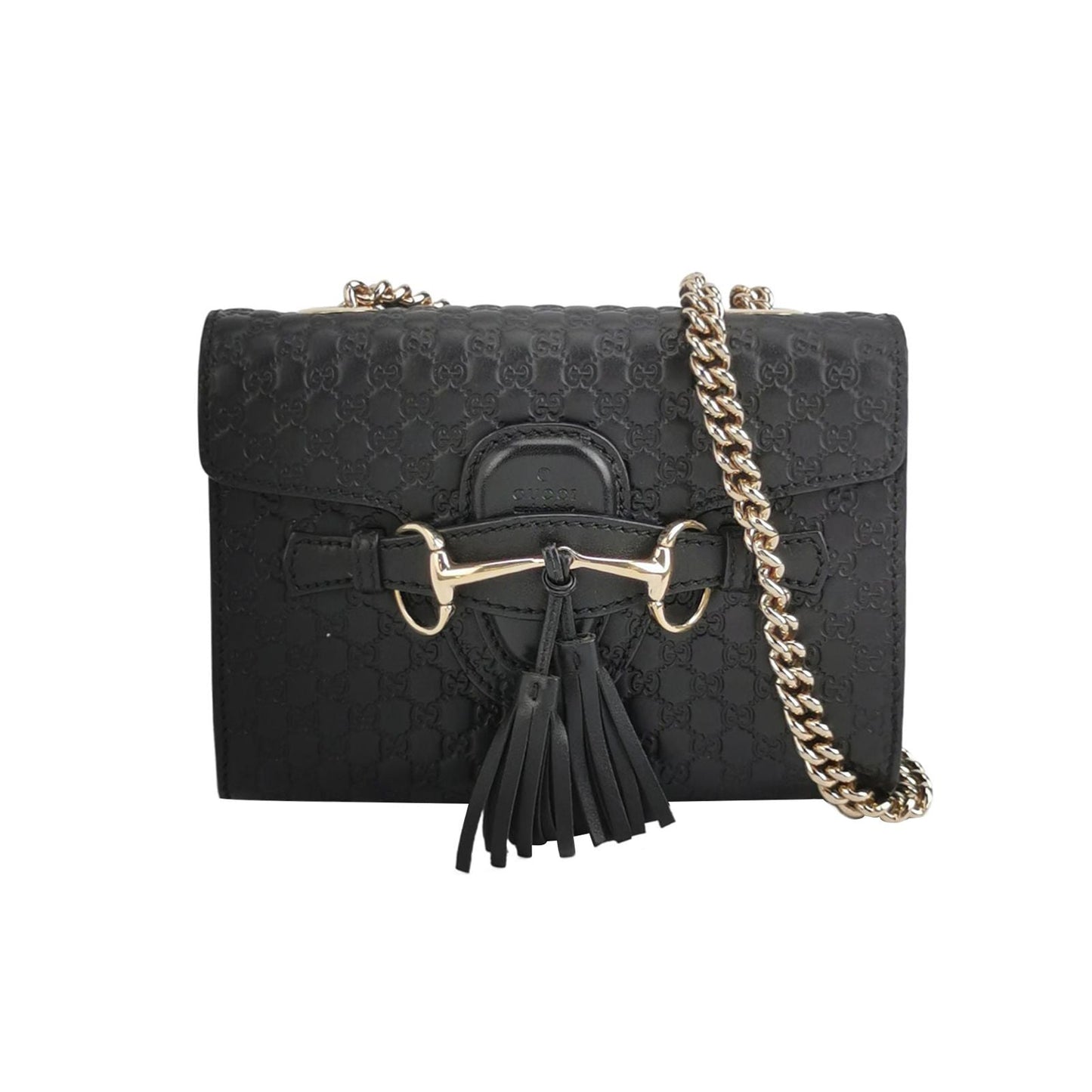 Preloved Gucci Emily Mini Signature Embossed Tassel Horsebit Crossbody Shoulder Bag 250525781207687