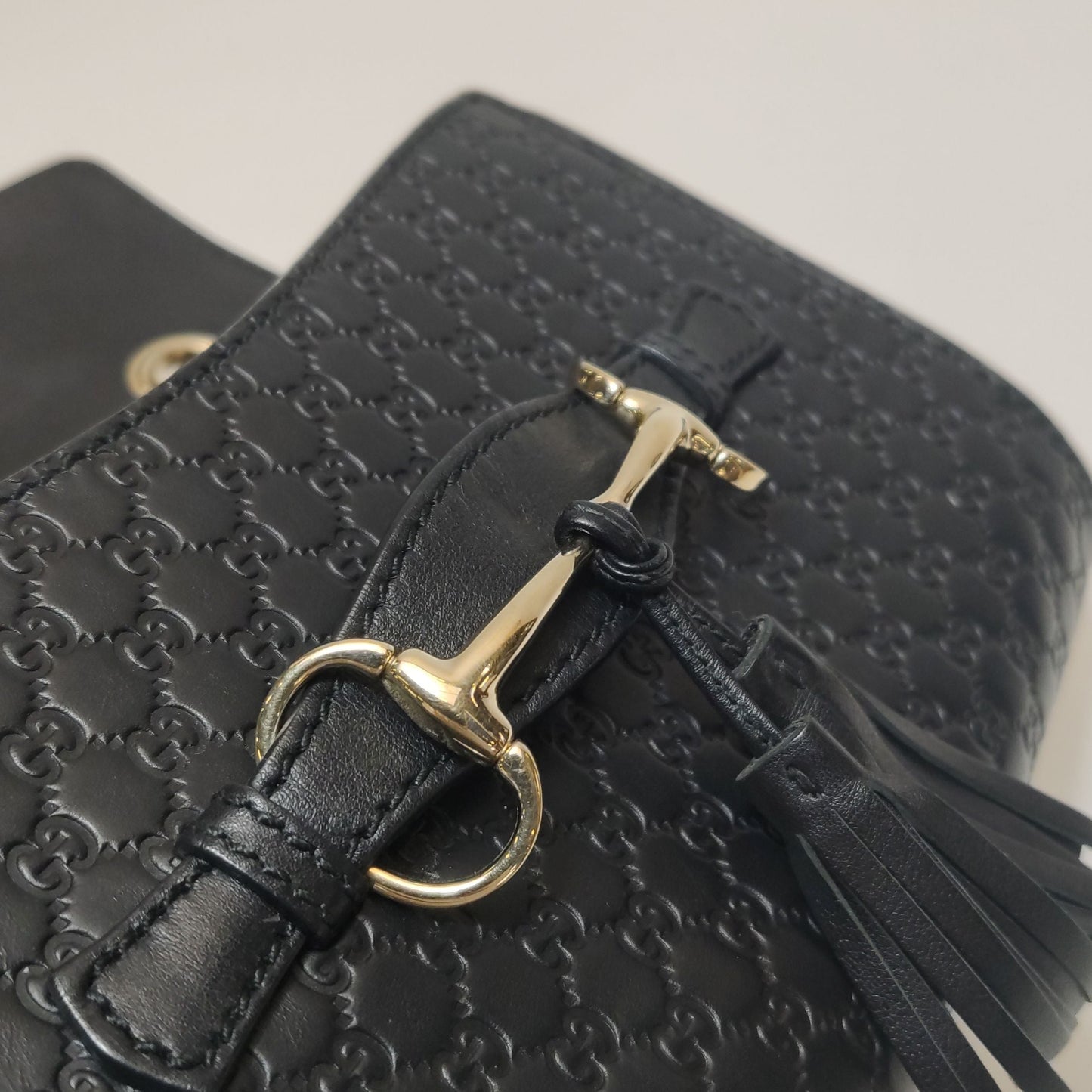 Preloved Gucci Emily Mini Signature Embossed Tassel Horsebit Crossbody Shoulder Bag 250525781207687