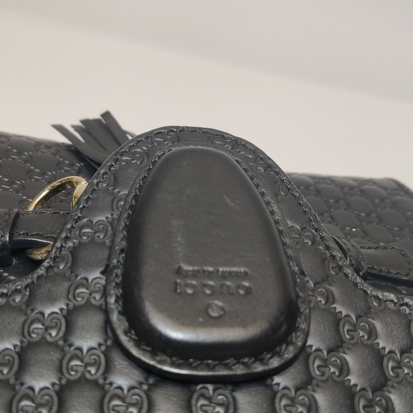 Preloved Gucci Emily Mini Signature Embossed Tassel Horsebit Crossbody Shoulder Bag 250525781207687