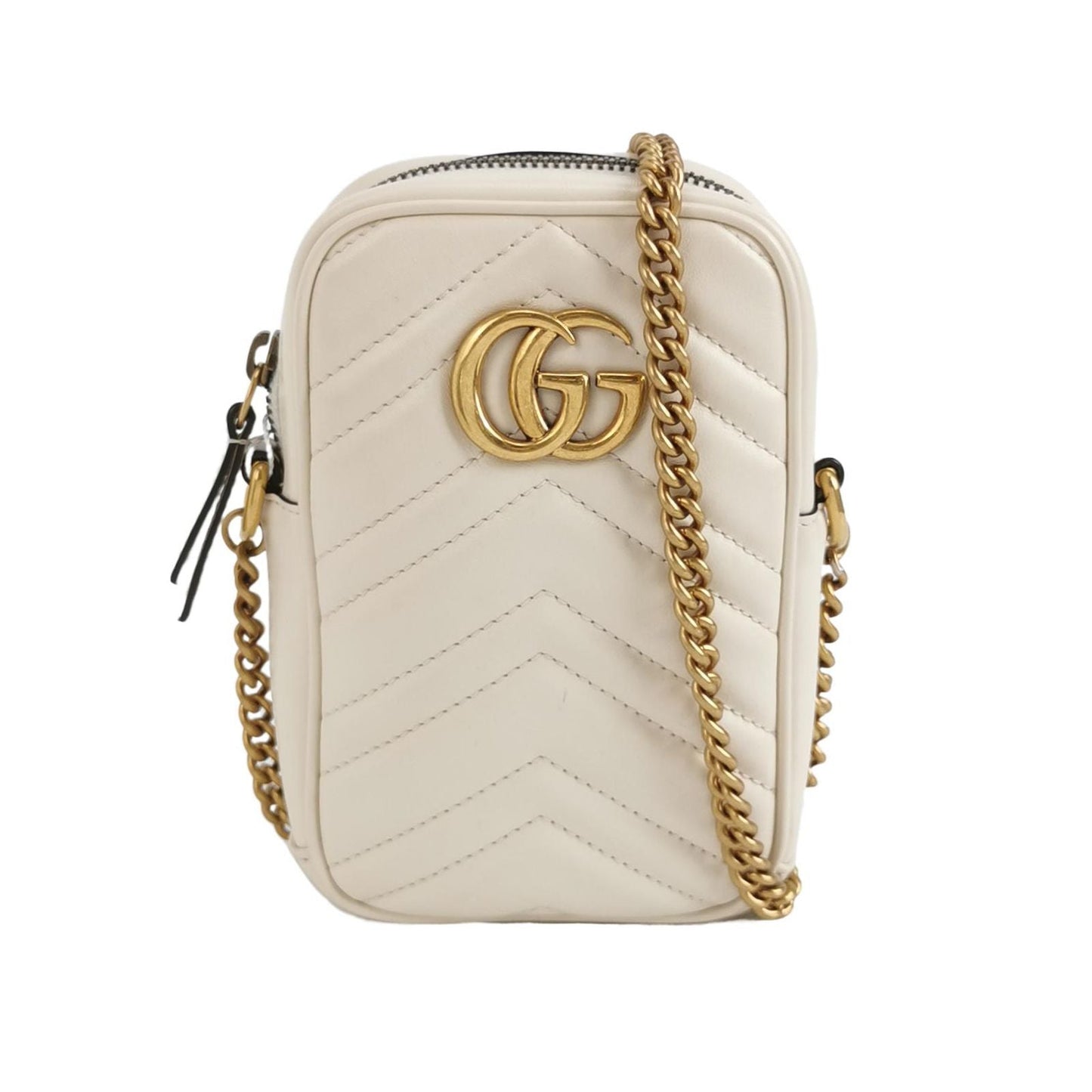 Preloved Gucci GG Marmont Mini Leather Quilted Double G Phone Crossbody Shoulder Bag 250523781205186