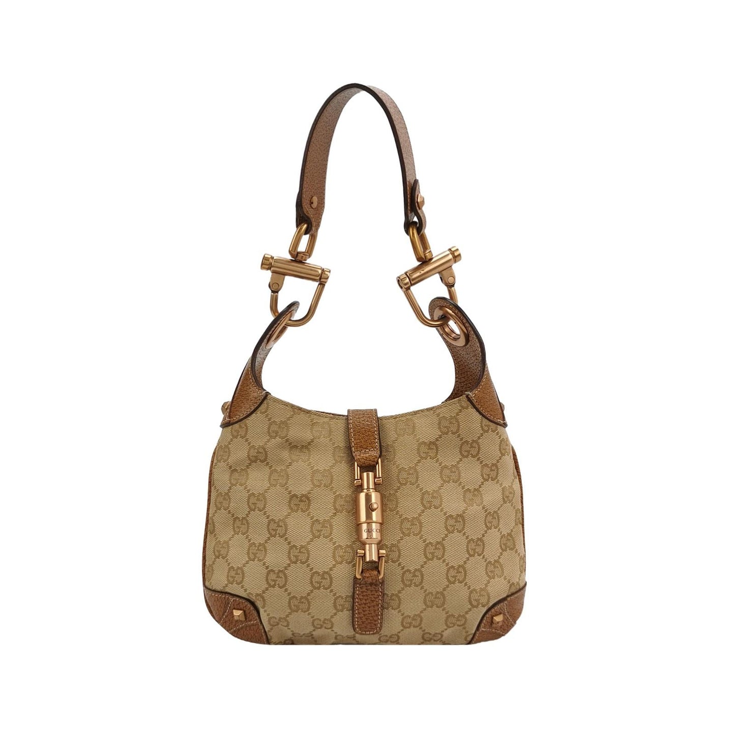 Preloved Gucci Jackie Leather Canvas GG Monogram Shoulder Bag 057851700215
