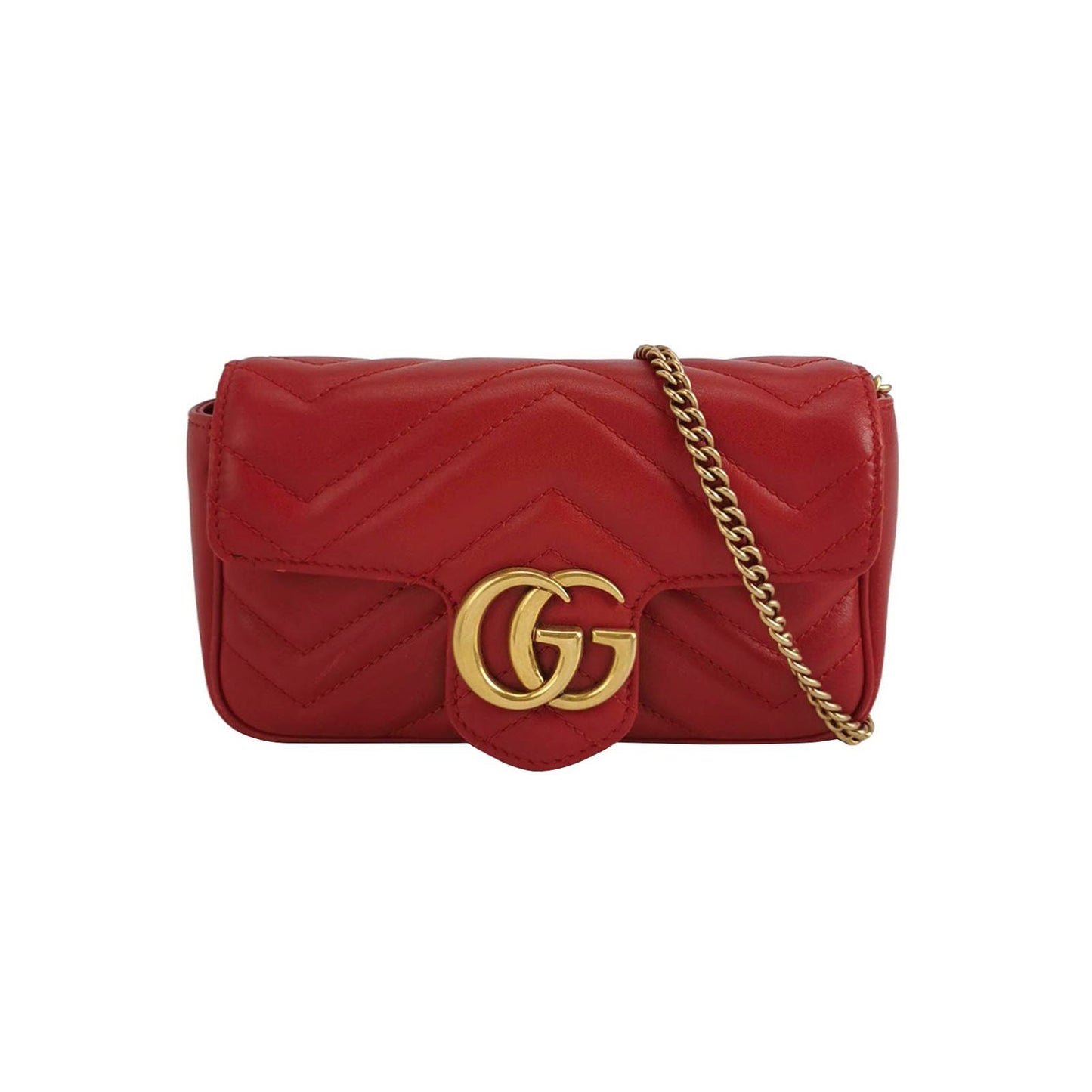 Preloved Gucci GG Marmont Mini Leather V-stitch Double G Logo Flap Crossbody Shoulder Bag 250512781189630