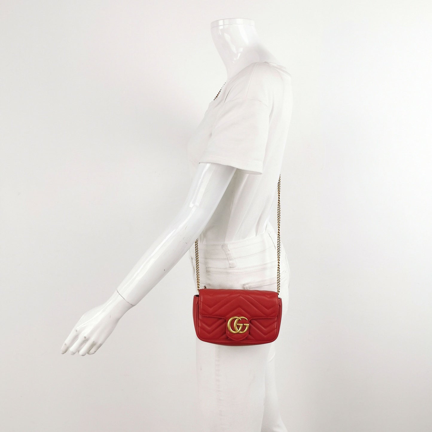 Preloved Gucci GG Marmont Mini Leather V-stitch Double G Logo Flap Crossbody Shoulder Bag 250512781189630