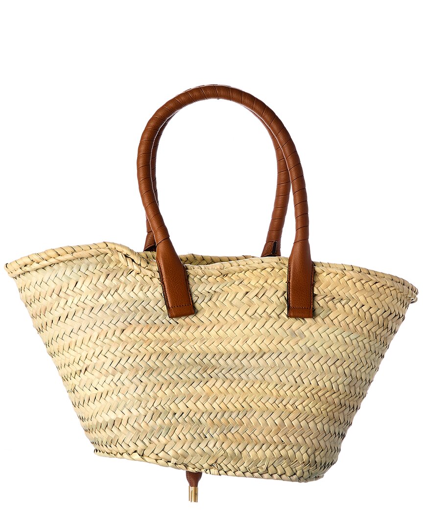 Chloe Marcie Medium Raffia & Leather Basket Tote